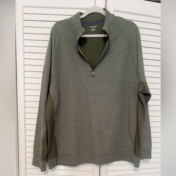 Roundtree & Yorke green Men's half 1/4 Zip Pullover Classic long sleeves size XL - Picture 2 of 10